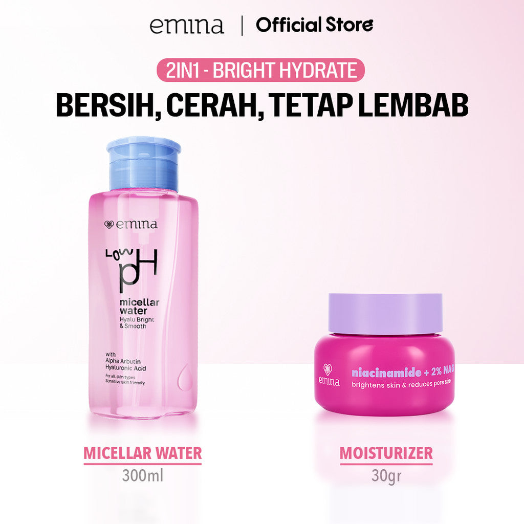 [SPECIAL 11.11] Emina Water Bright Glow Gel Moisturizer 30g | Mencerahkan & Mengurangi Flek Hitam, Kulit Glowing, Meratakan Warna Kulit, Pelembab Seringan Air, Mengandung Niacinamide, Vitamin C