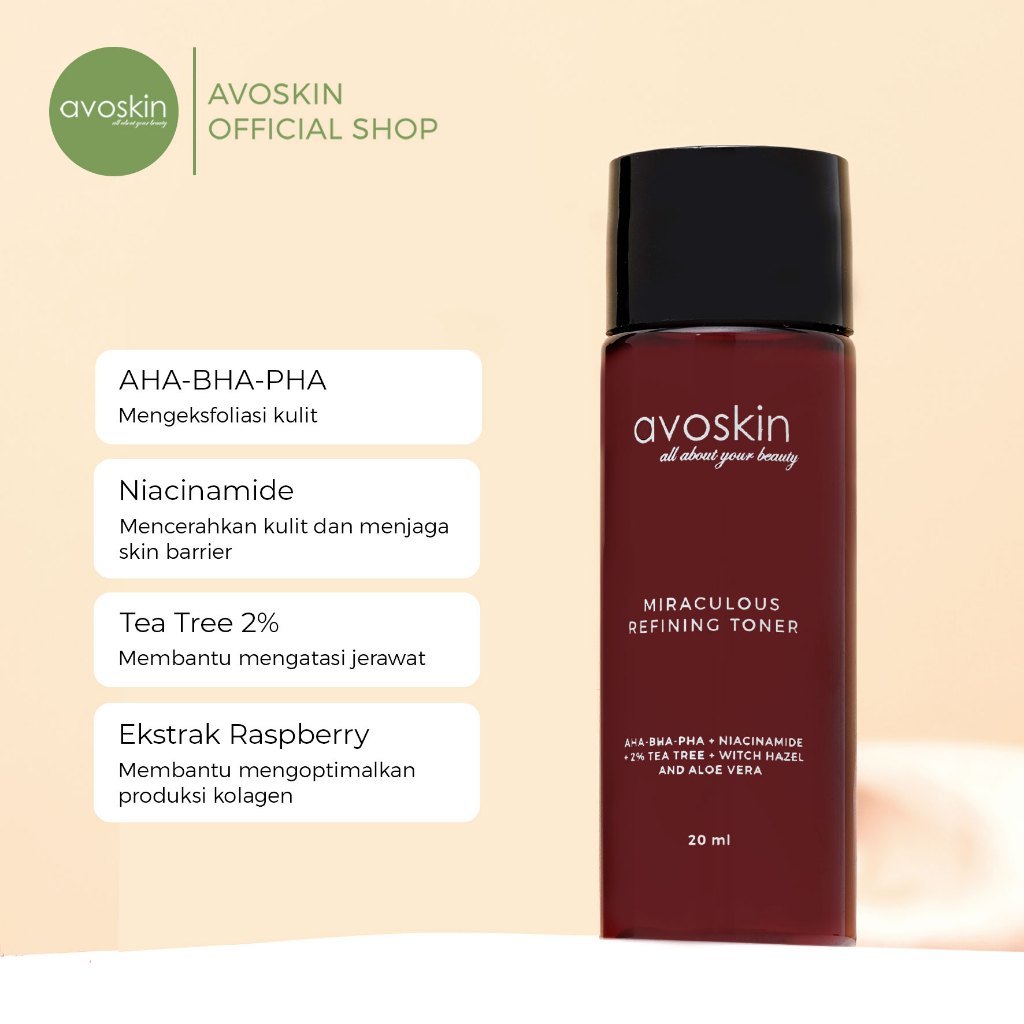 [SPECIAL PRICE] Travel Toner Avoskin Miraculous Refining 20ml-AHA BHA PHA-Eksfoliasi