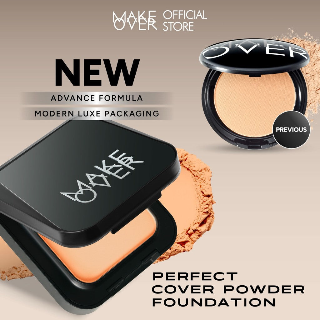 [SPECIAL 11.11] NEW! MAKE OVER Perfect Cover Powder Foundation - TWC Two Way Cake Cover Melt and Blur Powder 16H Blurring Velvet Smooth Finish Bedak Padat Compact High Coverage Ringan Wajah Flawless Make Up Tahan Lama Non-Comedogenic BEST SELLER