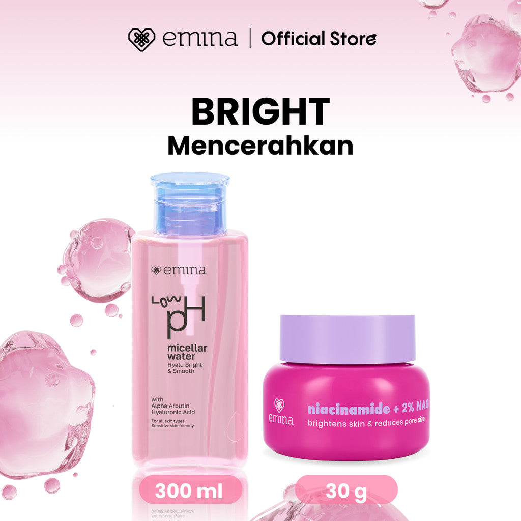 [SPECIAL 11.11] Emina Low pH Micellar Water Complete Series - Kering dan Kusam, Berminyak dan Berjerawat, Kulit Sensitif 125ml & 300ml | Pembersih Wajah Gentle Makeup Remover Double Cleansing Acne Skin Mencerahkan Menghaluskan Brightening Glowing