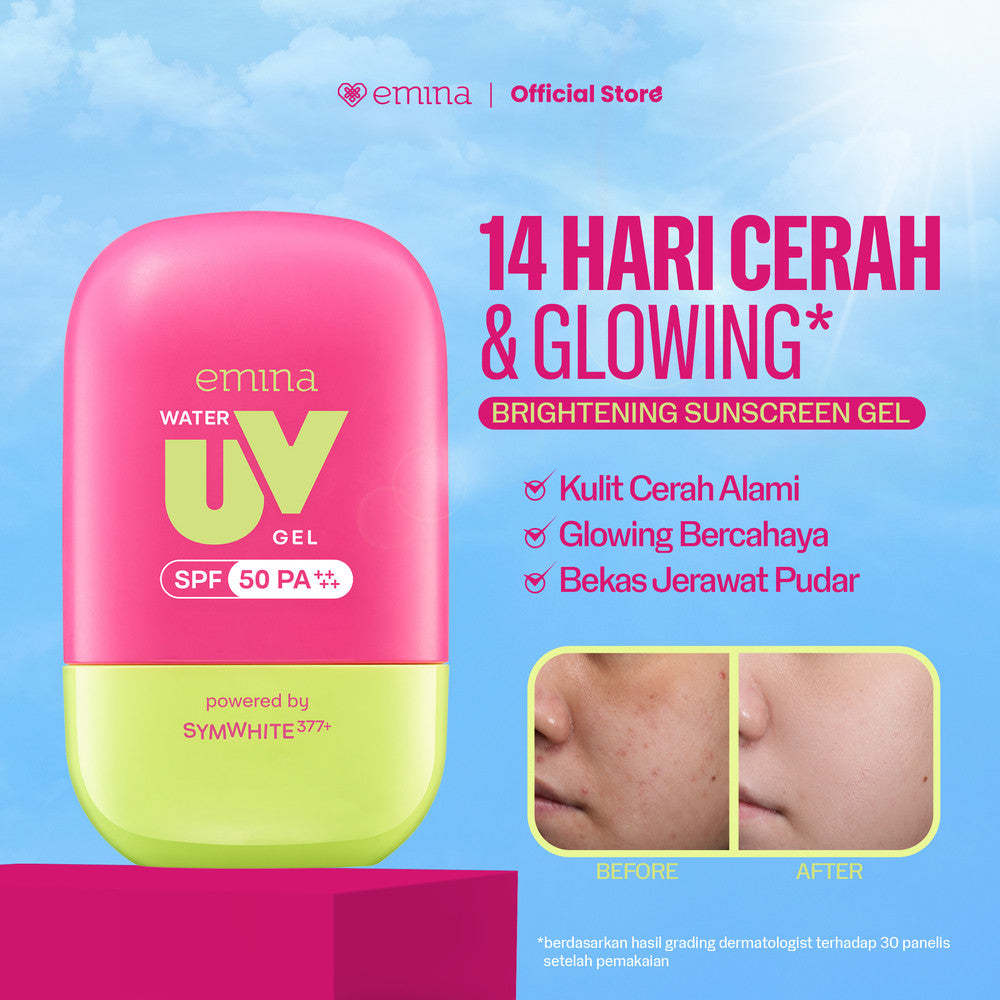 [SPECIAL 11.11] NEW! Emina UV Gel Sunscreen SPF 50 PA++++ Series - Sunscreen Wajah, Sunscreen Gel, Melindungi dari Sinar UV, No Whitecast, No Comedogenic, Cepat Menyerap, Lembut, Mencerahkan, Melembapkan, Mengandung Symwhite 377+, Cica, Oat, Cocok Untuk S