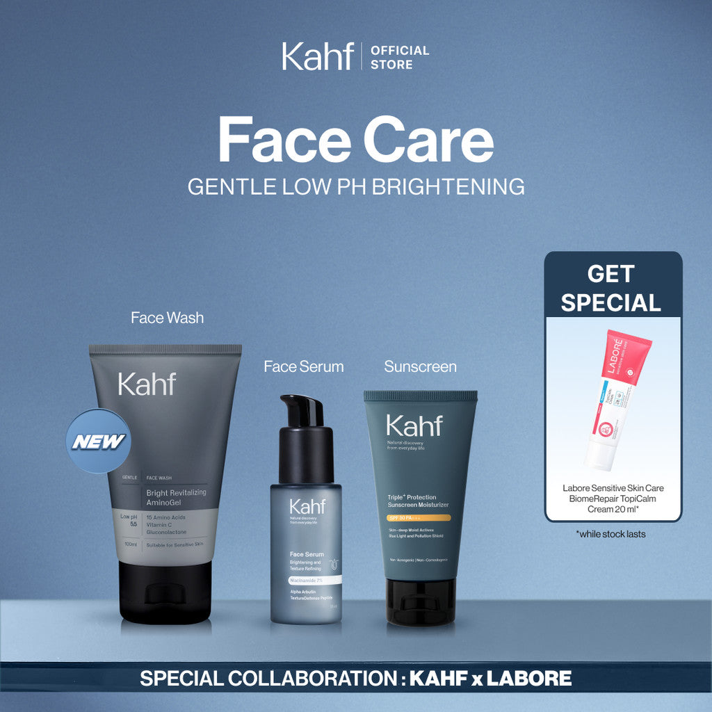 [KAHF BUNDLE 3IN1 PAKET PERAWATAN WAJAH : WAJAH ANTI KETARIK, LEMBAB, & TERLINDUNGI SEHARIAN] Paket Face Care Expert Complete Kit (Face Wash + Serum + Sunscreen Moisturizer) - Suitable for Daily Use