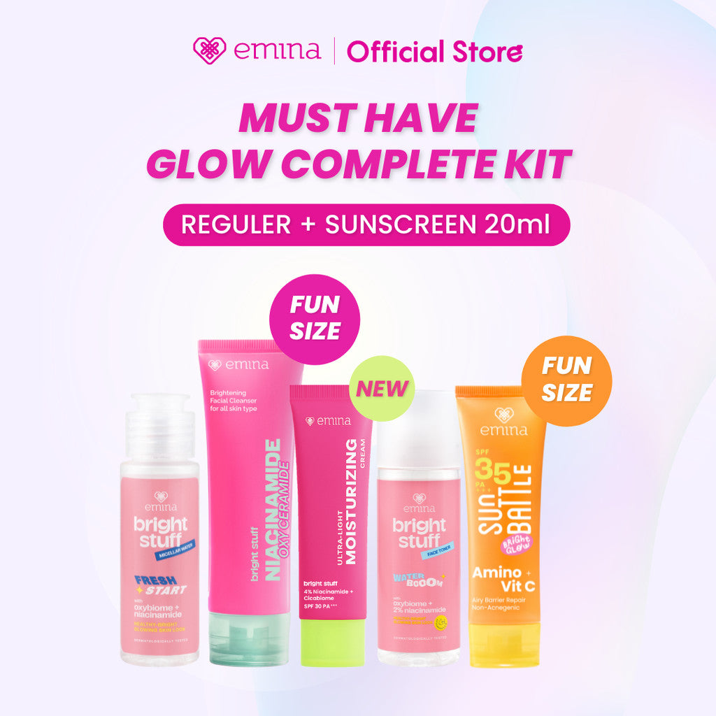 [SPECIAL 11.11] [MUST HAVE] GLOW COMPLETE KIT EMINA BRIGHT STUFF ISI 5 (Micellar Water, Face Wash, Toner, Serum, Moisturizing Cream)