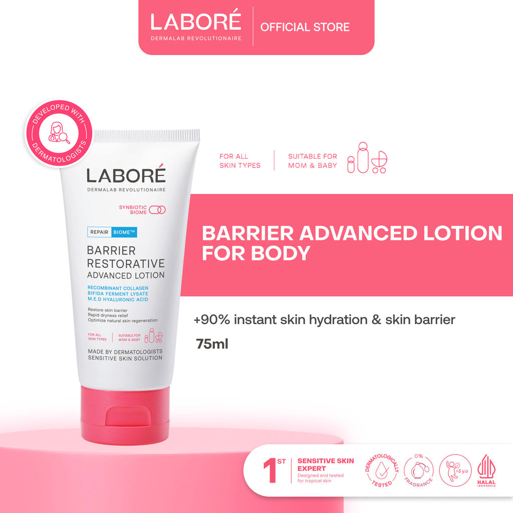 LABORE Dermalab Revolutionaire Barrier Restorative Advanced Lotion -  Lotion - Melembabkan - Memperbaiki Skin Barrier -  Mempercepat Regenerasi Kulit - Menghidrasi - Menghaluskan Kulit - Ringan - Mudah Meresap - Nyaman DIgunakan Setiap Hari