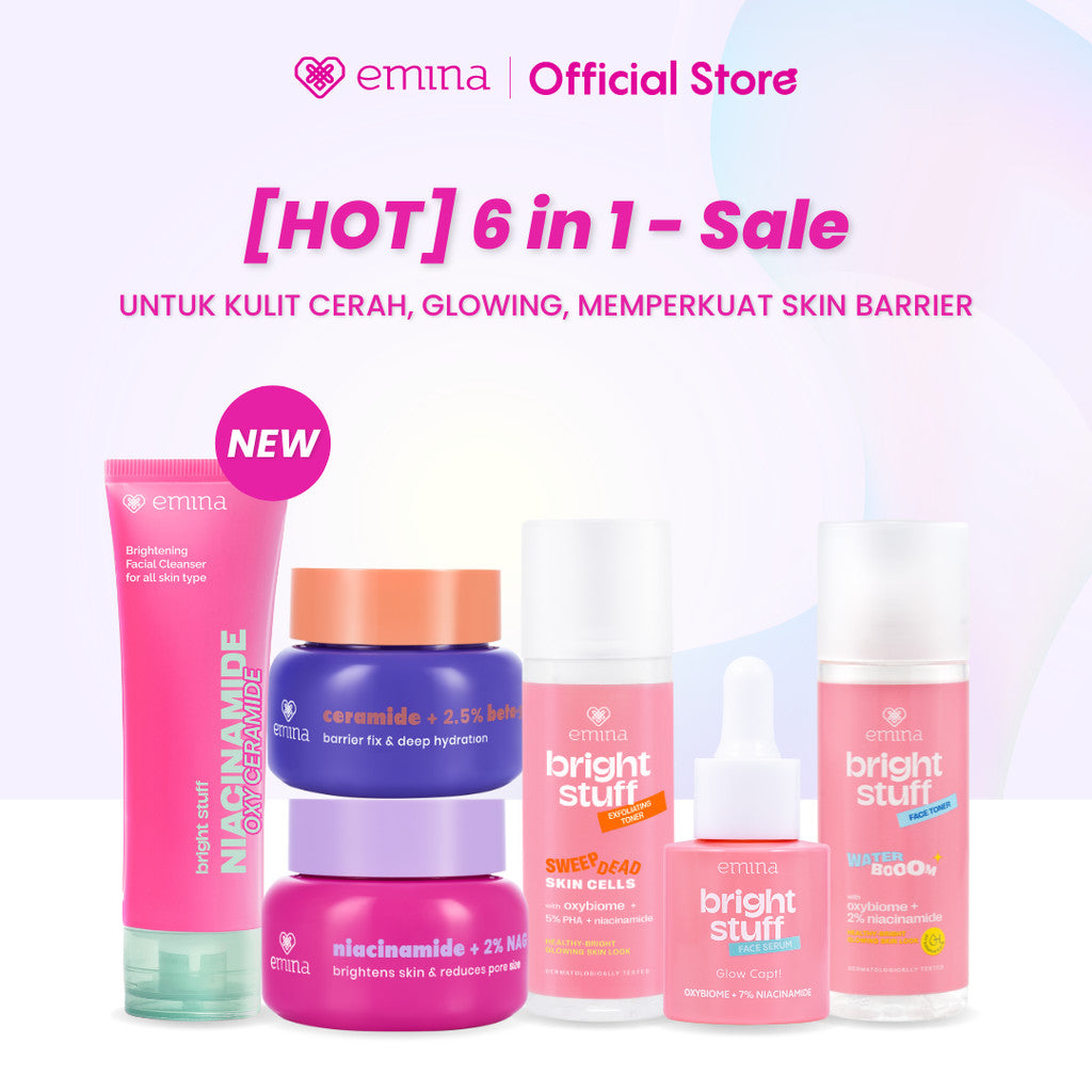 [SPECIAL 11.11] [BRIGHT GLOW SET] Emina Bundle All in 7in1 Face Wash + Exfo Toner + Toner + Serum + Moisturizer Gel + Brightening + Sunscreen Low pH Micellar Water Bright Smooth