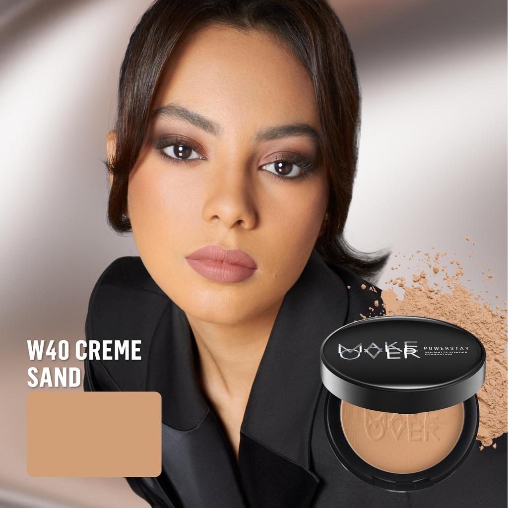 [SPECIAL 11.11] MAKE OVER Powerstay 24H Matte Powder Foundation - Bedak Padat High Coverage Ringan Compact Flawless Make Up Tahan Lama 24 Jam Non-Comedogenic BEST SELLER Poreless Somethin Time Less w Maybe Euphoria Blurring