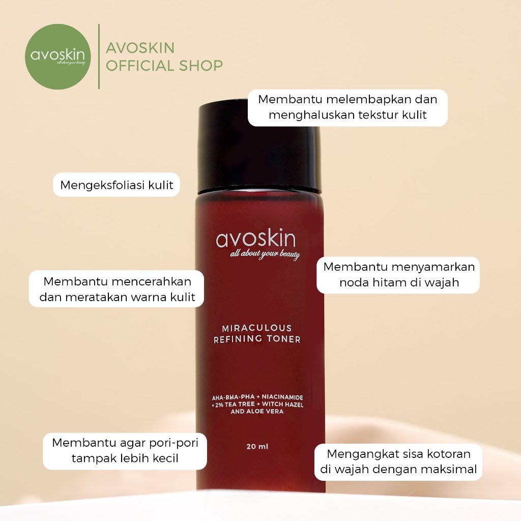 [SPECIAL PRICE] Travel Toner Avoskin Miraculous Refining 20ml-AHA BHA PHA-Eksfoliasi