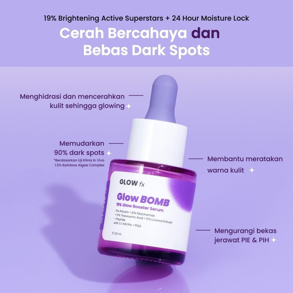 GLOW FX Triple Pack Glow Bomb Serum 20ml 19% Brightening Power Serum Glowing Flek dan Bekas Jerawat