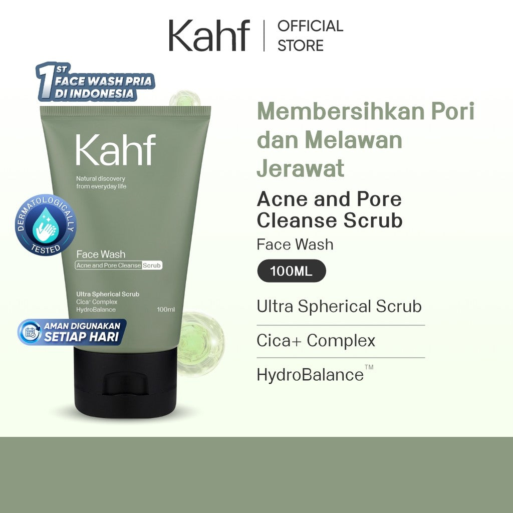 NEW LOOK BETTER FORMULA! Kahf Face Wash Skin Energizing and Brightening 100 ml - Sabun Cuci Muka Pria untuk Membantu Mencerahkan Wajah - Suitable for Daily Use