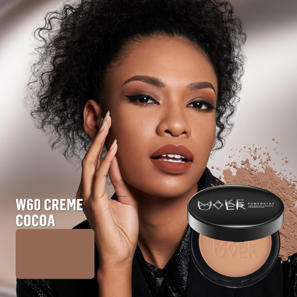 [SPECIAL 11.11] MAKE OVER Powerstay 24H Matte Powder Foundation - Bedak Padat High Coverage Ringan Compact Flawless Make Up Tahan Lama 24 Jam Non-Comedogenic BEST SELLER Poreless Somethin Time Less w Maybe Euphoria Blurring