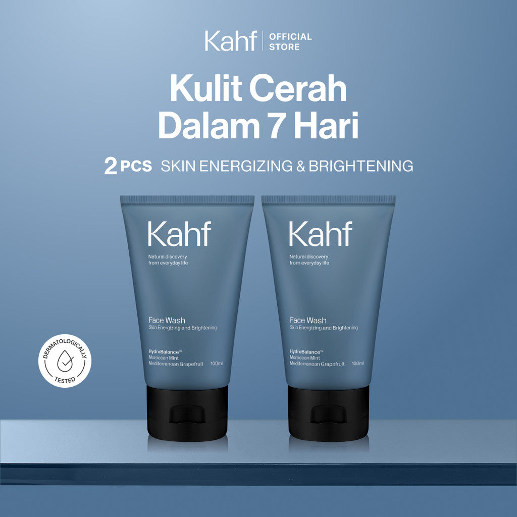 NEW LOOK BETTER FORMULA! Kahf Face Wash Skin Energizing and Brightening 100 ml - Sabun Cuci Muka Pria untuk Membantu Mencerahkan Wajah - Suitable for Daily Use