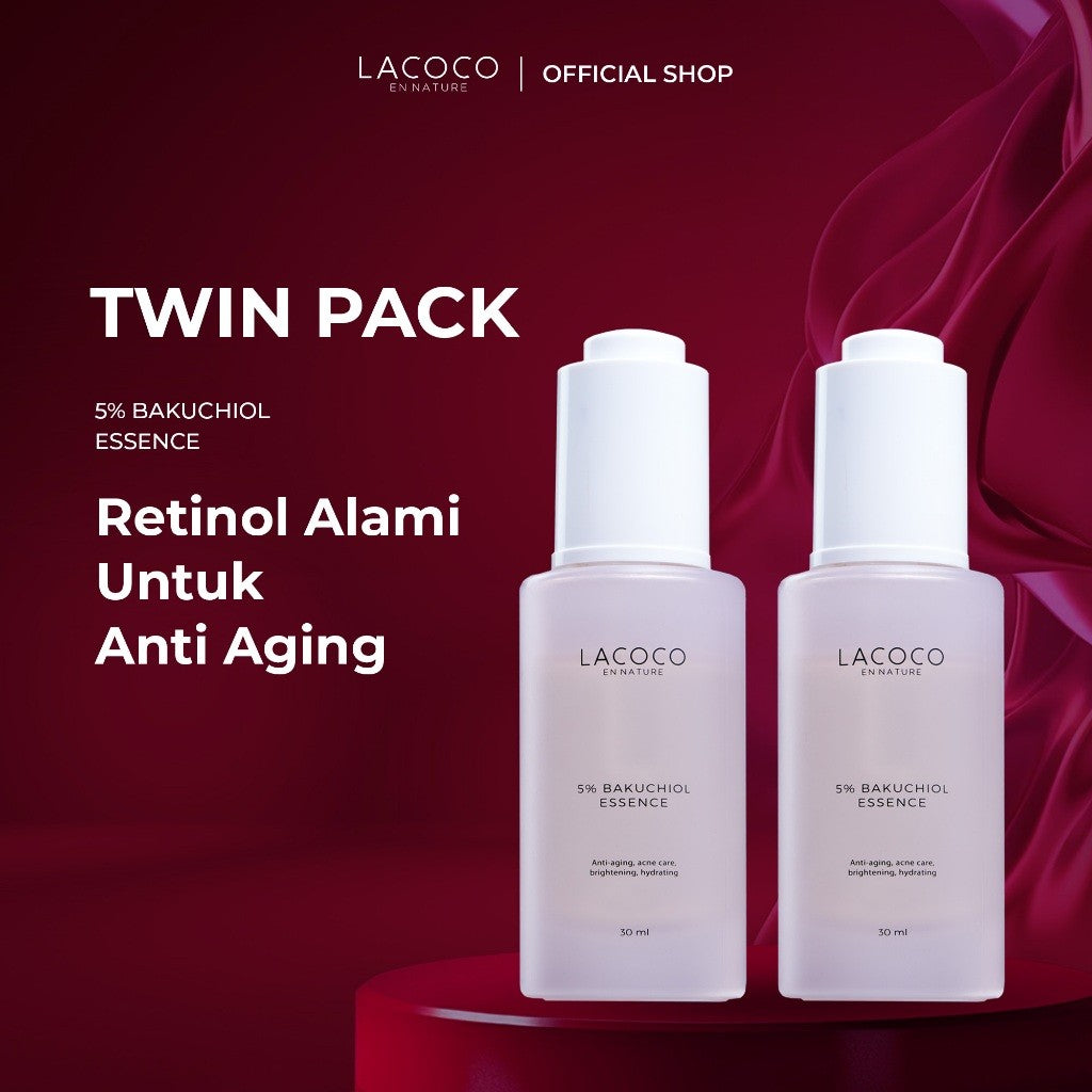 [SPECIAL PRICE 111K] [Twin Pack] Lacoco 5% Bakuchiol Essence 30ml Retinol Alami Anti Aging/Menyamarkan tampilan garis halus dan kerutan - ED 06/26