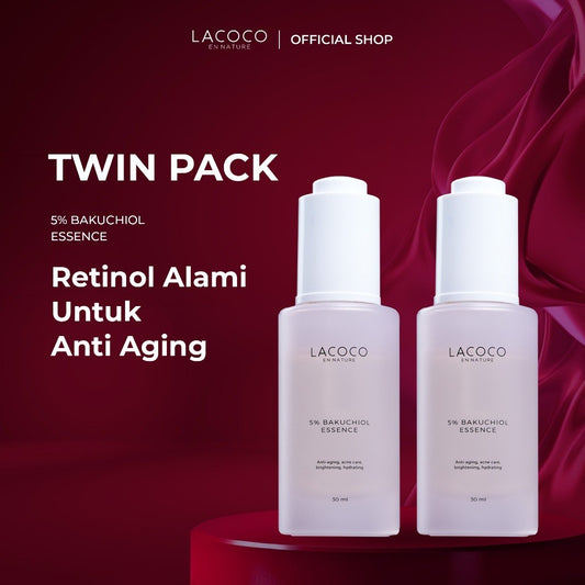 [SPECIAL PRICE 111K] [Twin Pack] Lacoco 5% Bakuchiol Essence 30ml Retinol Alami Anti Aging/Menyamarkan tampilan garis halus dan kerutan - ED 06/26