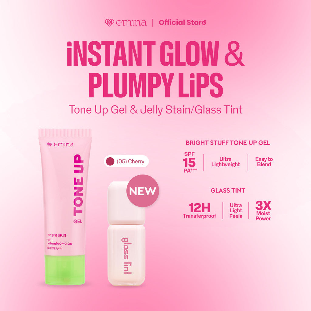 [SPECIAL 11.11] Emina Jelly Stain & Glass Tint - Lip Tint Korea Glossy Ombre Tahan 12 Jam Ringan Longlasting Transferproof SPF 25 Vitamin E Makeup Lip Stain Lembab Lipgloss Lip Matte Lipstick Lip Care Anak Sekolah