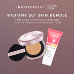 [RADIANT SET SKIN BUNDLE] Instaperfect Skin Glow Cover Mesh Cushion + Labore Physical Sunscreen SPF 50 PA++++ Travel Size 10ml - Mineral Sunscreen Wajah Non-Comedogenic- Tampilan Muka dengan High Coverage Flawless Glow- Foundation-Concealer Muka