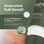 Kahf Clean Fresh Antiperspirant Deodorant Roll On 45 ml - Deodoran Pria Memberikan Perlindungan Ekstra Antibakteri, Kering Sepanjang Hari - Deo Anti Iritasi, Bebas Bau, Tahan Keringat, Wangi Seharian - Suitable for Daily Use