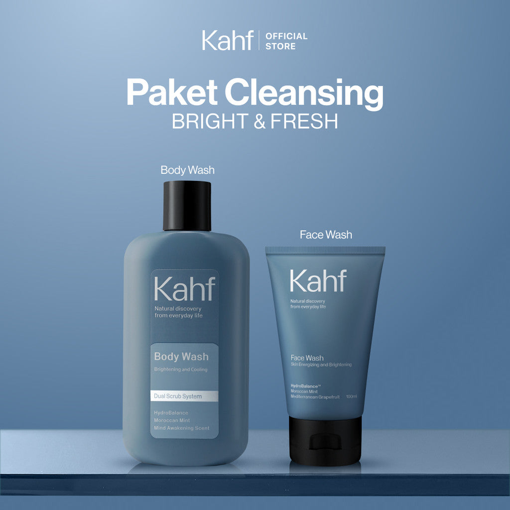 [KAHF BUNDLE 2IN1 PAKET PERAWATAN DAILY USE ESSENTIALS : WAJAH CERAH BEBAS KUSAM + BADAN BERSIH ANTI BAU] Paket Cleansing (Face Wash + Body Wash) - Suitable for Daily Use