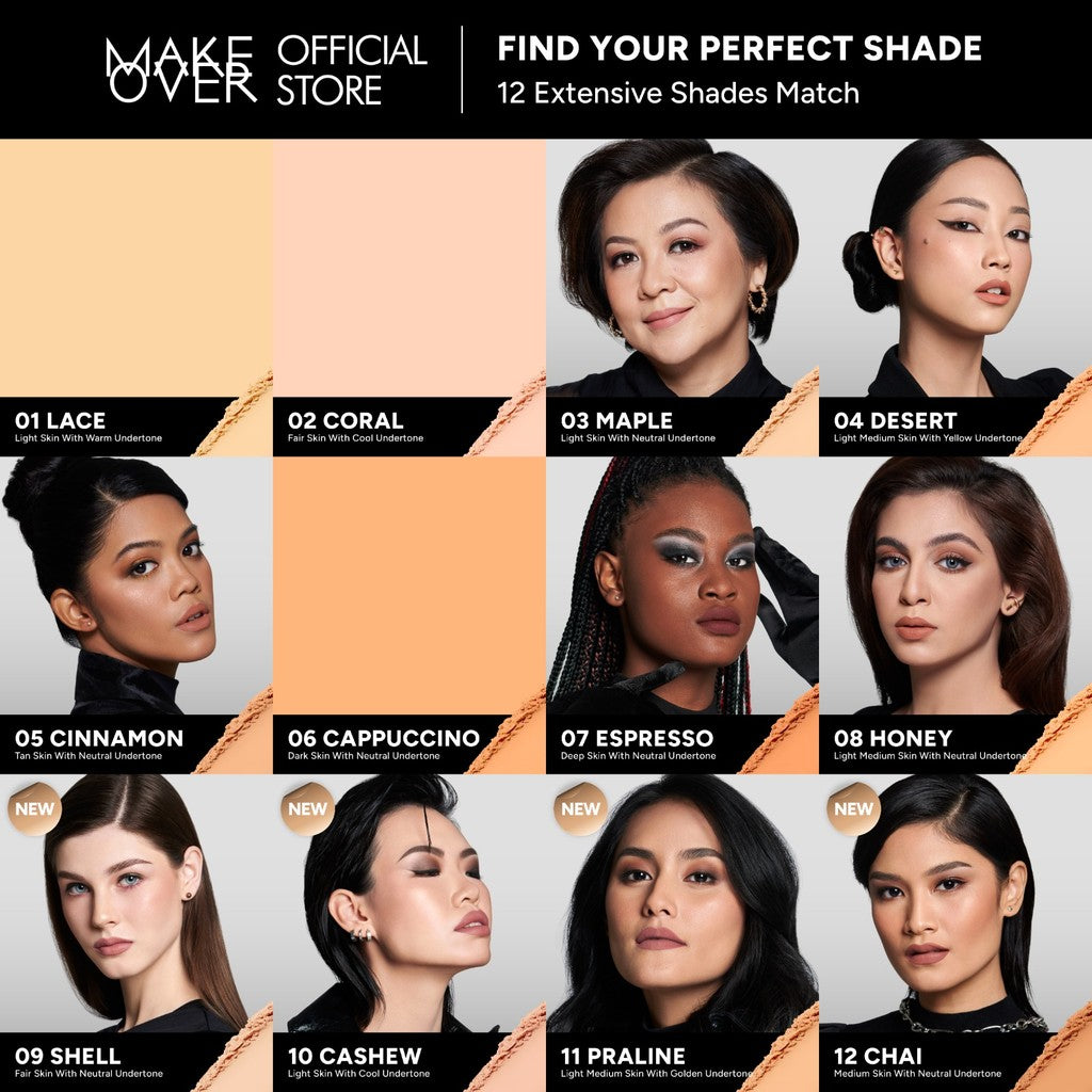 [SPECIAL 11.11] NEW! MAKE OVER Perfect Cover Powder Foundation - TWC Two Way Cake Cover Melt and Blur Powder 16H Blurring Velvet Smooth Finish Bedak Padat Compact High Coverage Ringan Wajah Flawless Make Up Tahan Lama Non-Comedogenic BEST SELLER