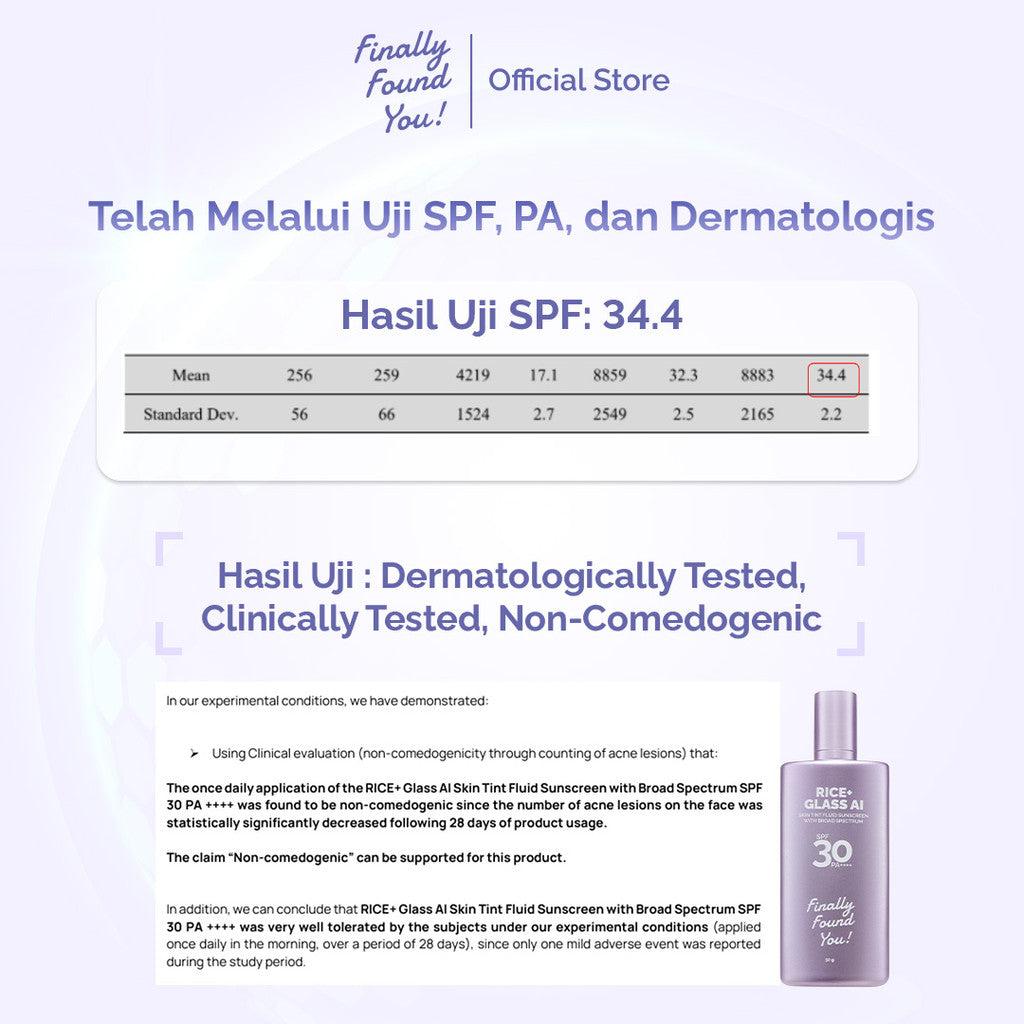[NEW] Finally Found You! RICE+ Glass AI Skin Tint Fluid Sunscreen with Broad Spectrum SPF 30 PA++++ | 2in1 Skin Tint & Tinted Sunscreen