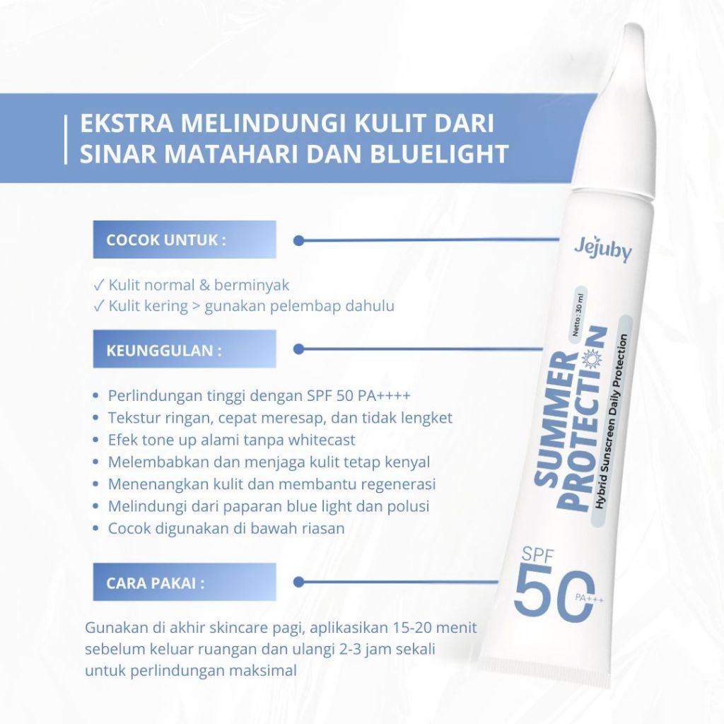Hybrid Sunscreen Daily Protection SPF 50 PA+++ Jejuby | Sunscreen Wajah