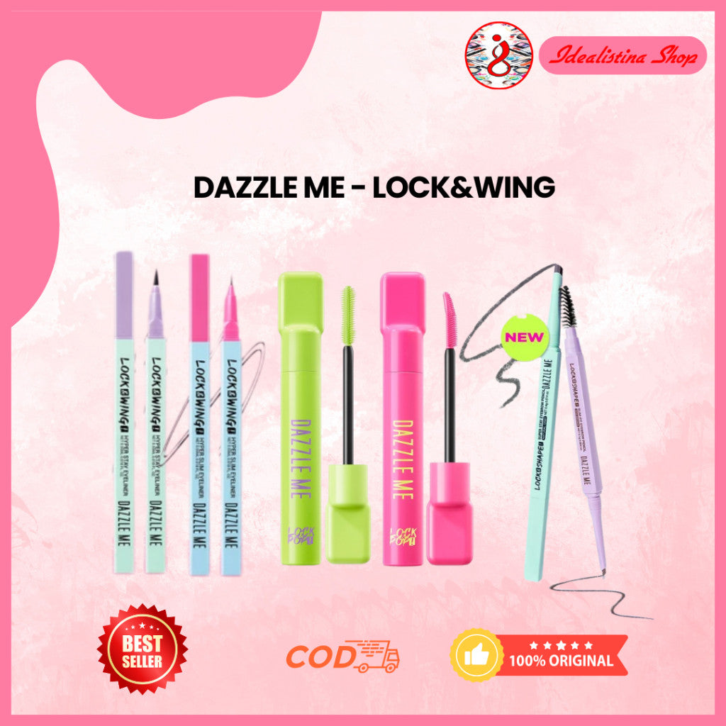 DAZZLE ME Lock&Pop Volumax-ing Longlash-ting Mascara | Duo Eyeliner Series Hyper Stay and Hyper Slim | Eyebrow Pencil Series Pensil Alis Tahan Lama
