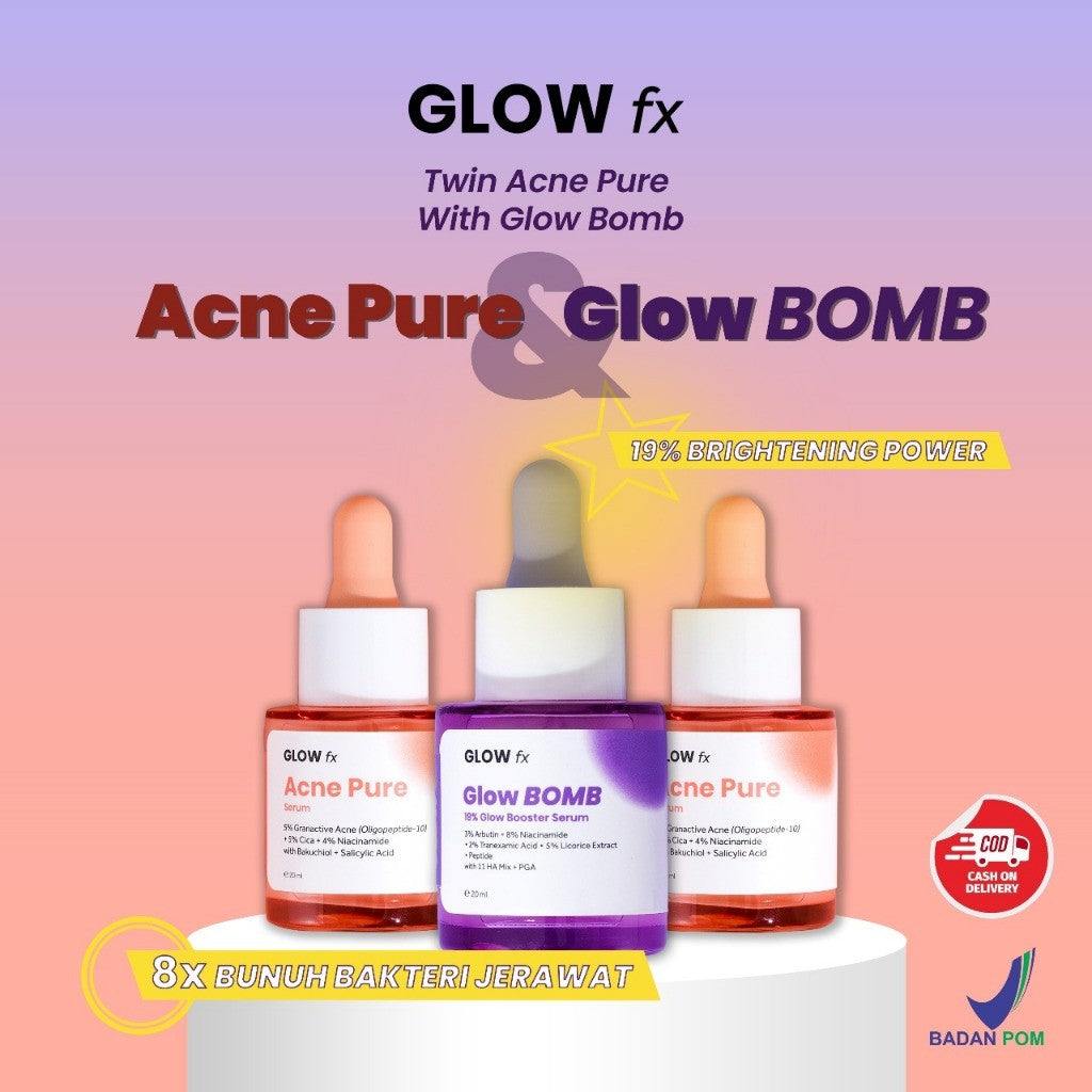 GLOW FX Bundle Set 2pcs Acne Pure Serum 20ml + 1pcs Glow Bomb Serum 20ml