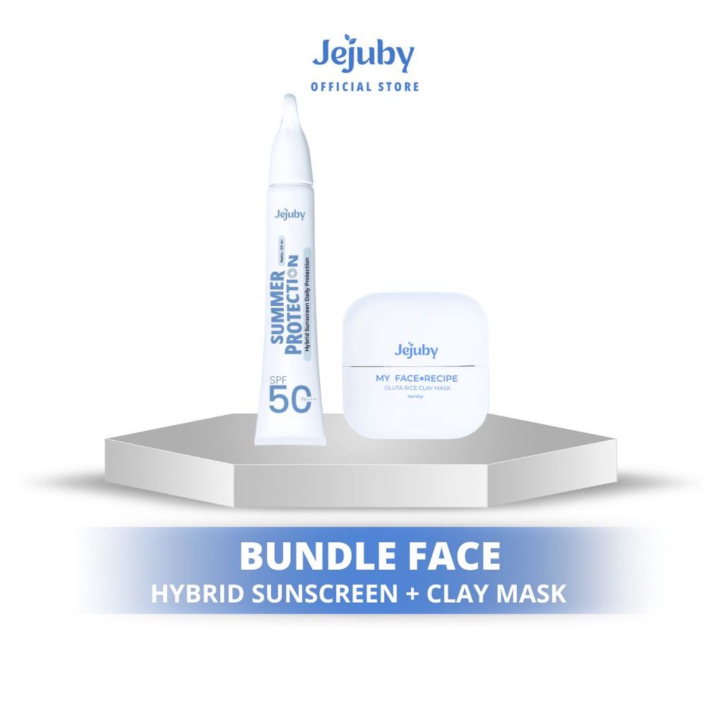 [SPECIAL FACE] Hybrid Sunscreen SPF 50 PA+++ & Gluta Rice Clay Mask Jejuby | Kombo Pencerah Kulit