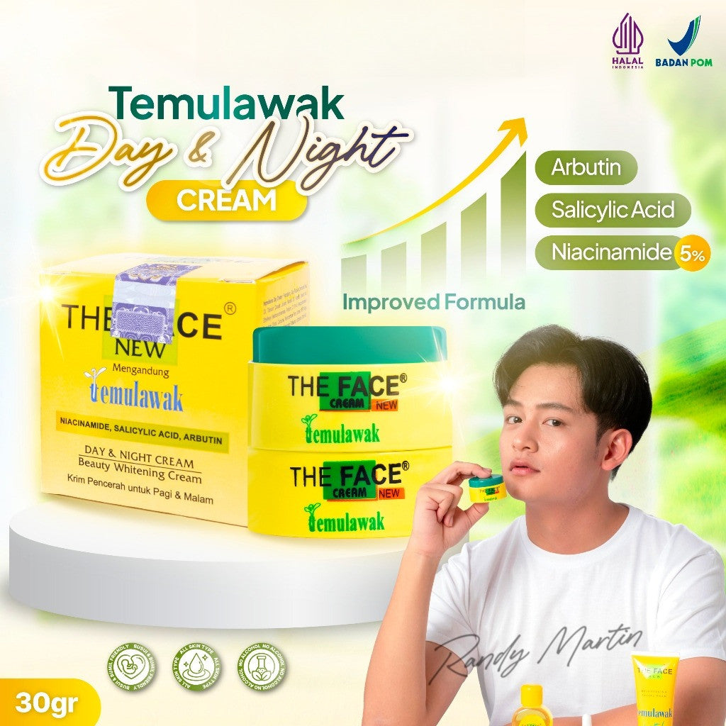THE FACE Temulawak Day & Night Cream Netto 30gr With 5% Niacinamide | Man Corner