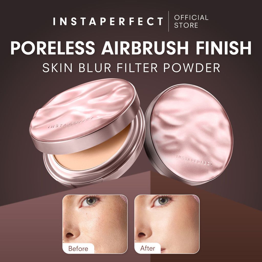 Instaperfect Poreless Blur Satin Real Skin Set- Instaperfect Skincover Air Cushion + Instaperfect Skin Blur Filter Powder- Set Make up for Medium Coverage Result