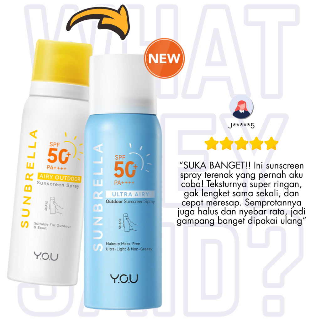 Y.O.U Sunbrella Sunscreen | Triple UV, 2% Niacinamide Brightening, Tone Up, Acnecare, Airy Outdoor,Airy Ultra Spray, Acna Shield Light