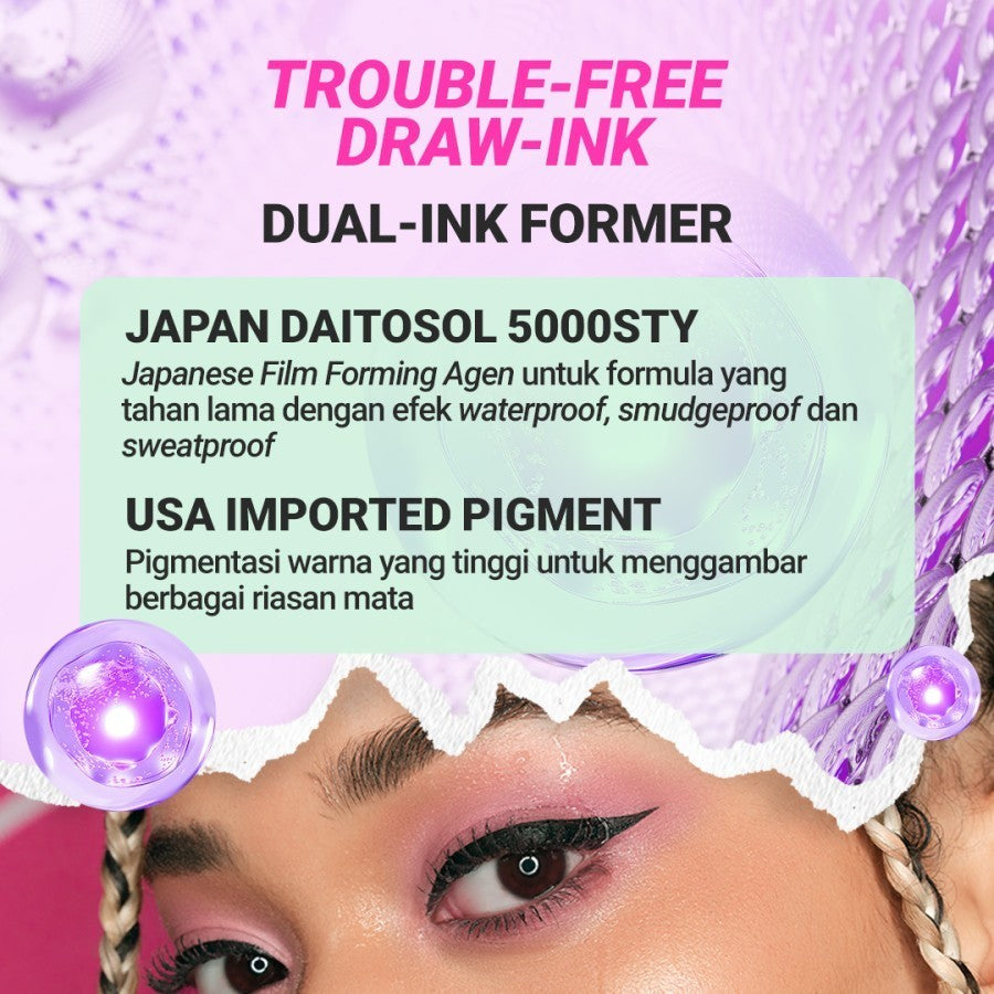 DAZZLE ME Lock&Pop Volumax-ing Longlash-ting Mascara | Duo Eyeliner Series Hyper Stay and Hyper Slim | Eyebrow Pencil Series Pensil Alis Tahan Lama