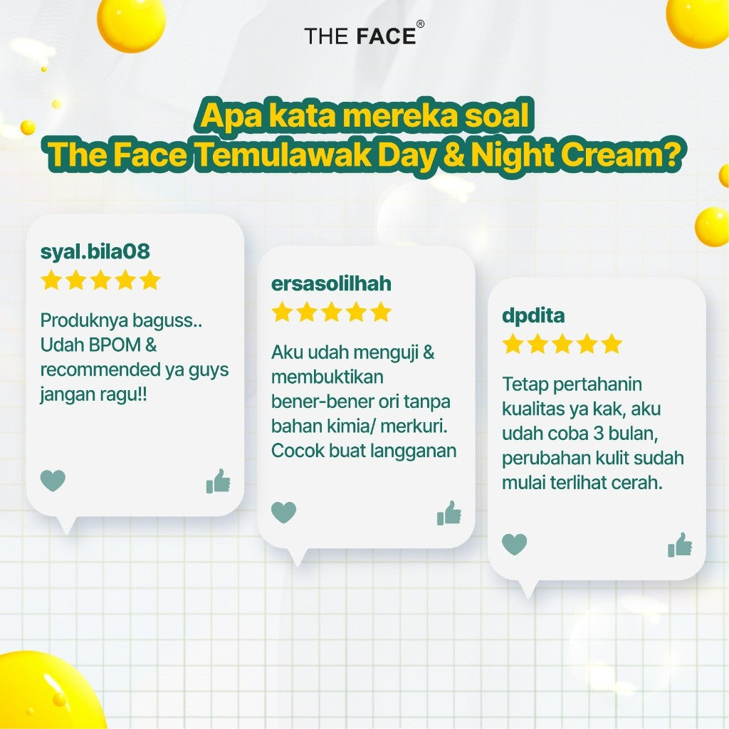 THE FACE Temulawak Day & Night Cream Netto 30gr With 5% Niacinamide | Man Corner