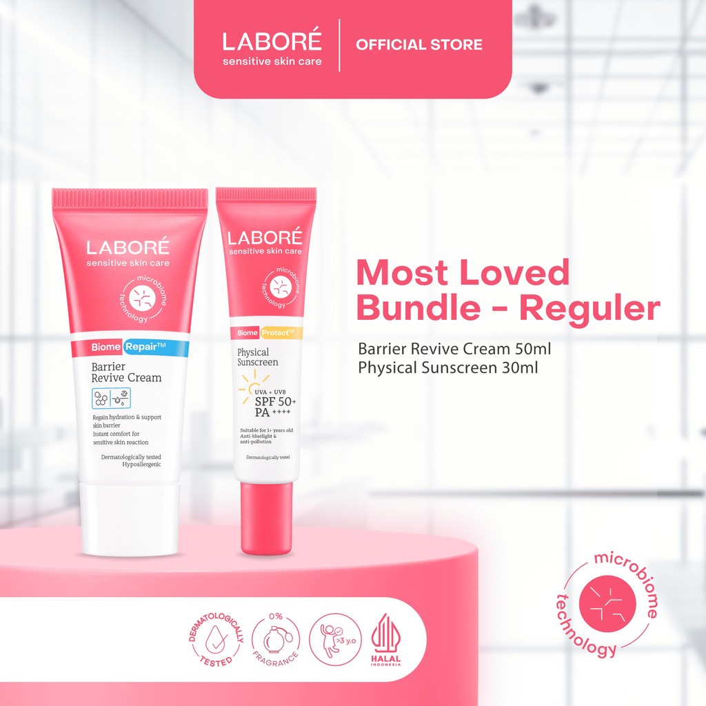 Labore Most Loved Bundle For Normal and Sensitive Skin (Reguler Big-Size) - Moisturizer Pelembab Wajah dan Perlindungan dari Sinar UVA dan UVB Big Size