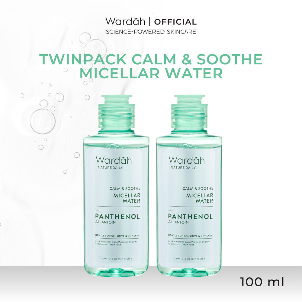 [Wardah Member Exclusive] WARDAH TWINPACK Micellar Water 100ml All Series Perfect Bright Calm and Soothe Nature Daily Acnederm Lightening Oil Infused Pembersih Wajah Make Up Remover Waterproof Tanpa Bilas - Skincare
