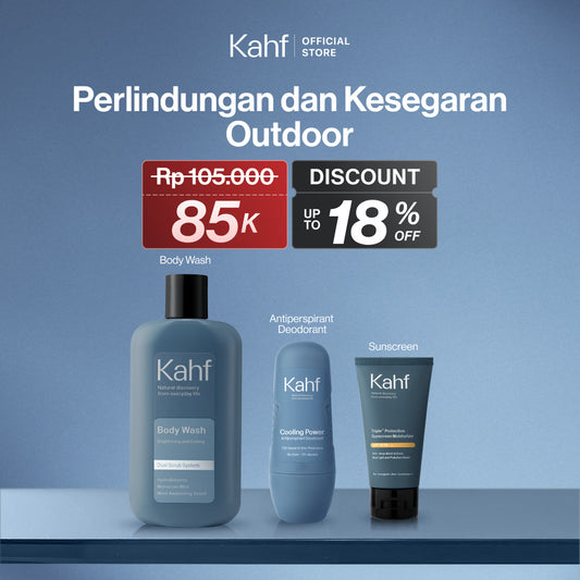 [KAHF BUNDLE 3IN1 : PAKET FRESH AKTIF SEHARIAN] Paket Perlindungan & Kesegaran Outdoor (Deodorant + Body Wash + Sunscreen) - 3in1 Bundle untuk Cowok Aktif Bebas Bau & Tetap Terlindungi - Suitable for Daily Use