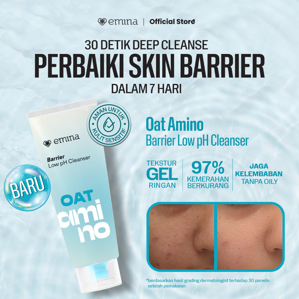 [SPECIAL 11.11] Emina Oat Amino Ceramide Barrier Low pH Gel Cleanser 70ml - Facial Wash Skincare Sabun Muka Cerah Glowing Perbaiki Skin Barrier Cleansing Kontrol Minyak Sebum Lembap Tanpa Ketarik Gentle Cocok Semua Jenis Kulit dan Sensitif Bersih