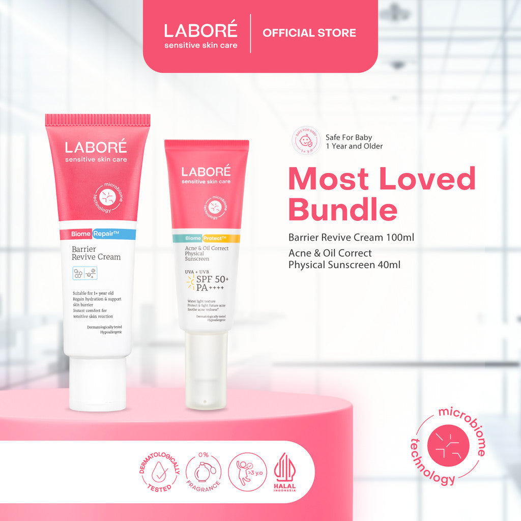Labore Most Loved Bundle Acne Pro Edition - Moisturizer Pelembab Wajah dan Sunscreen Acne Pertama Perlindungan Terkuat dari Sinar UVA dan UVB