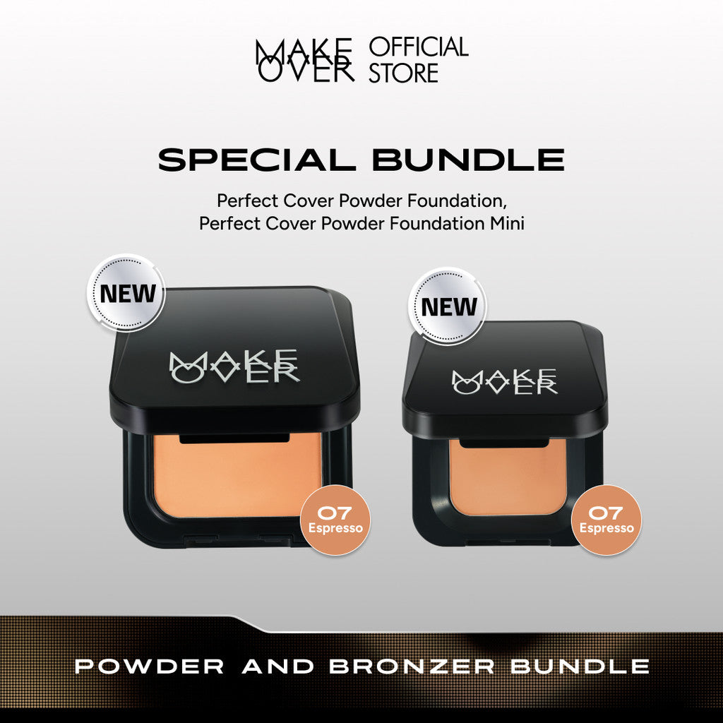 [SPECIAL BUNDLE - 2in1] Powder and Bronzer Bundle: NEW! Perfect Cover Powder Foundation + NEW! Perfect Cover Powder Foundation Mini Shades Espresso - Paket Lengkap Bedak Padat TWC Two Way Cake untuk Complexion dan Bronzer