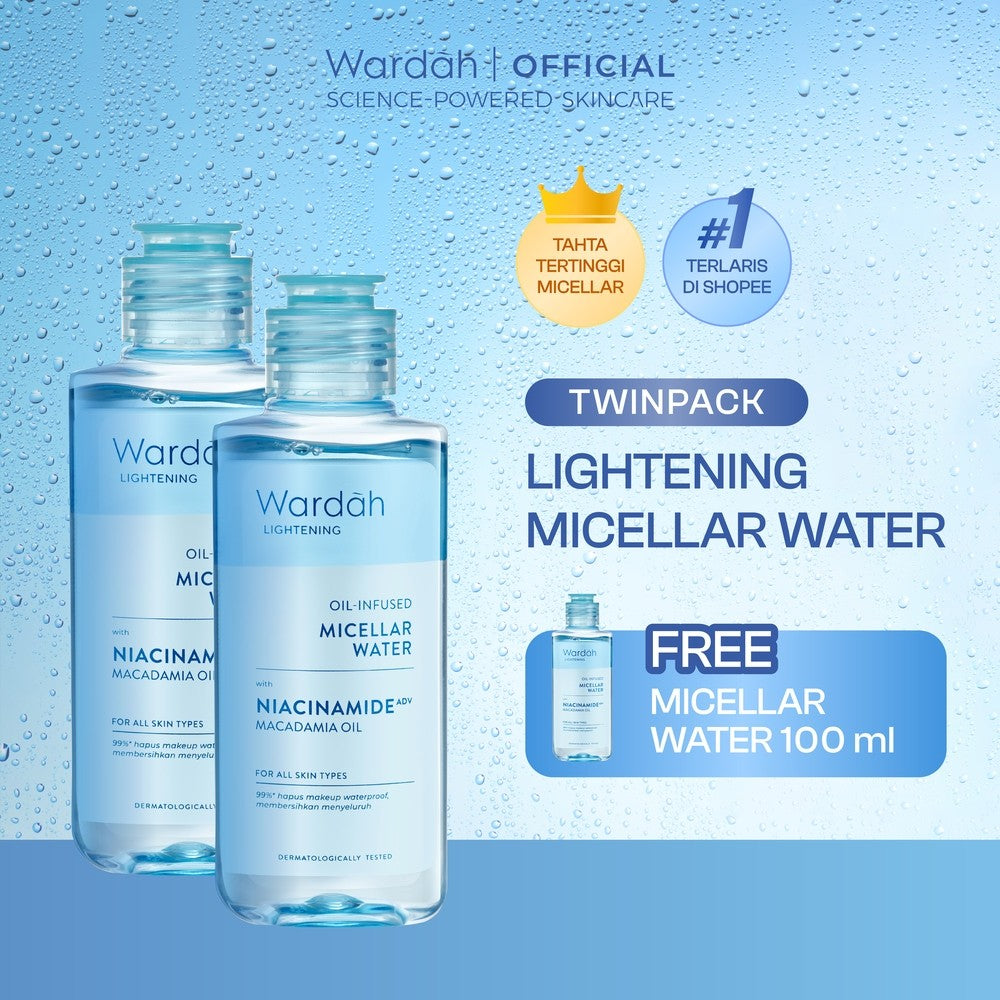 [Wardah Member Exclusive] WARDAH TWINPACK Micellar Water 100ml All Series Perfect Bright Calm and Soothe Nature Daily Acnederm Lightening Oil Infused Pembersih Wajah Make Up Remover Waterproof Tanpa Bilas - Skincare