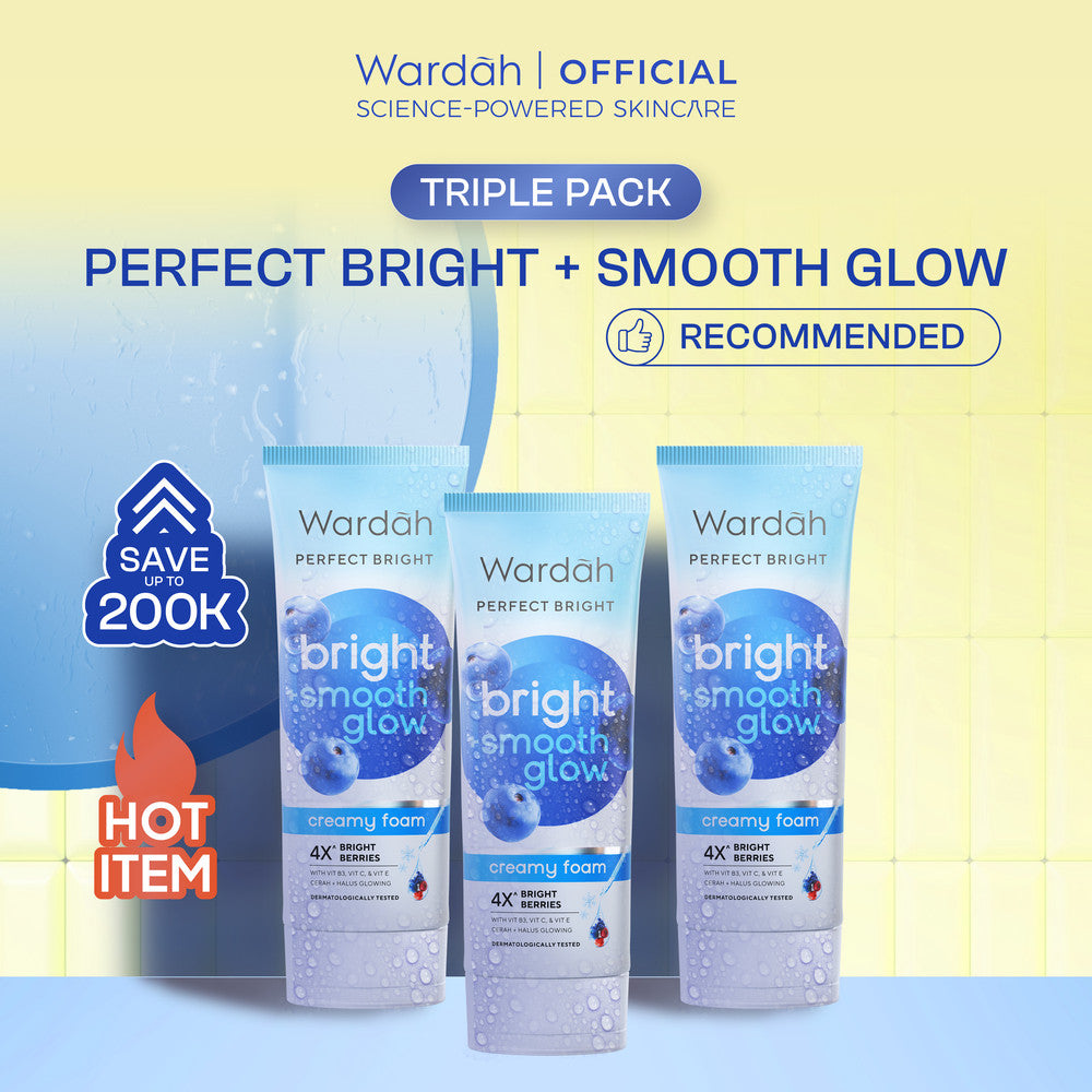 [Wardah Member Exclusive] TRIPLE PACK HEMAT Wardah Face Wash All Series - Perfect Bright Oil Control Perfect Bright Cooling Jelly Perfect Bright Smooth Glow Lightening Light Acnederm Sabun Cuci Muka Untuk Menghilangkan Minyak & Bekas Jerawat - Skincare