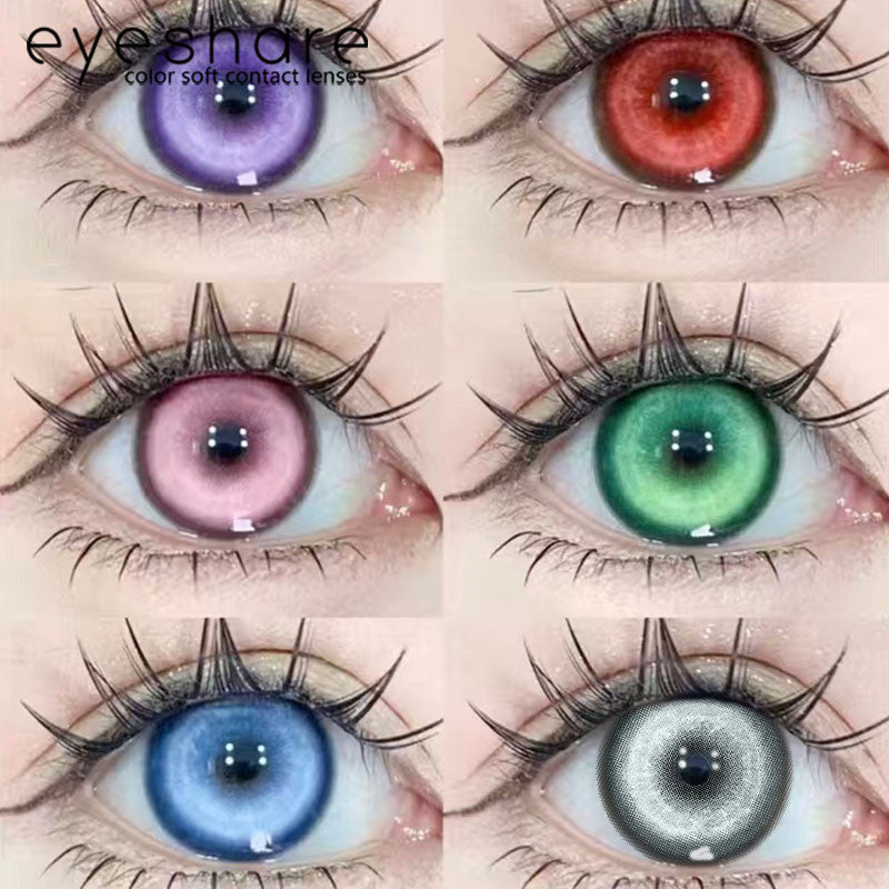 Eyeshare Softlens Big Eyes Merah Biru Ungu Abu-abu Merah Muda 14.5MM 1Pasang Lensa Kontak Cosplay Mata Halloween Softlen
