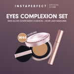 Instaperfect Eyes complexion set -  real skin high coverage complexion, healthy glow, blurring, bulu mata "jigrak", Instant lashlift (Skin glow mesh cushion + Noir lash mascara)