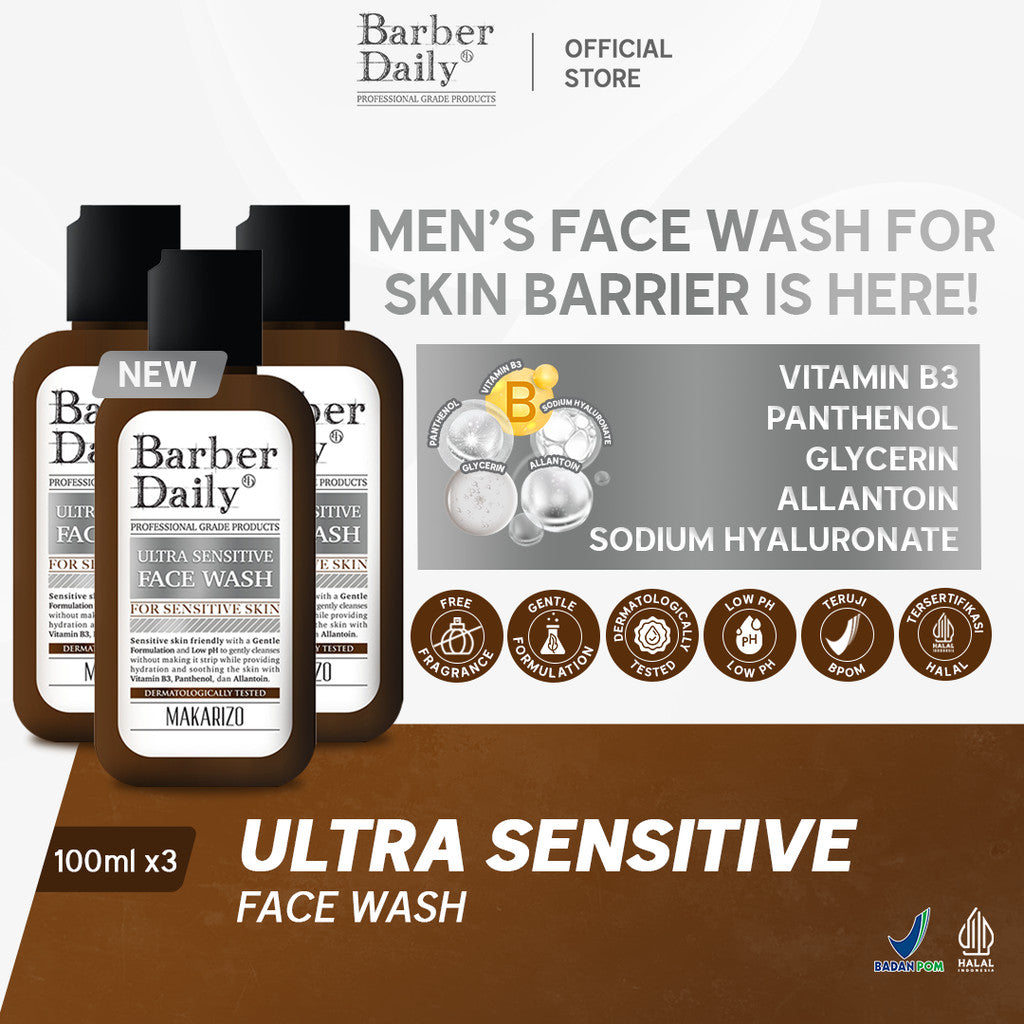 Triple Pack Barber Daily Ultra Sensitive Face Wash 100mL