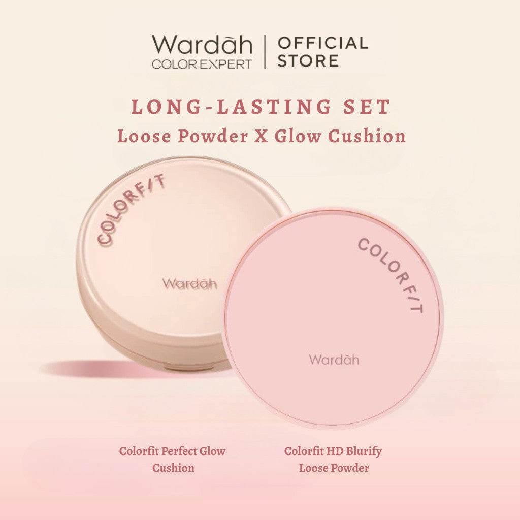 [Wardah Member Exclusive] WARDAH Colorfit HD Blurify Loose Powder + Colorfit Perfect Glow Cushion / Colorfit 5D Blur Cloud Cushion - Bedak Tabur Tahan Minyak Halus Long Lasting Oil Control - Makeup