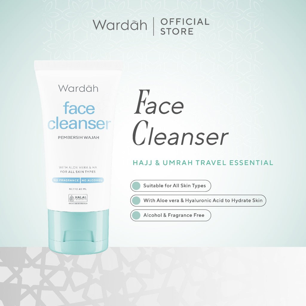 WARDAH Umrah & Hajj Package - Paket Haji dan Umroh - Hair and Body Wash, Face Cleanser, Sunscreen SPF 50 PA+++ , Anti Perspirant Deodorant, Moisturizer, Lip Treatment Balm, ZamZam Water Spray - Skincare