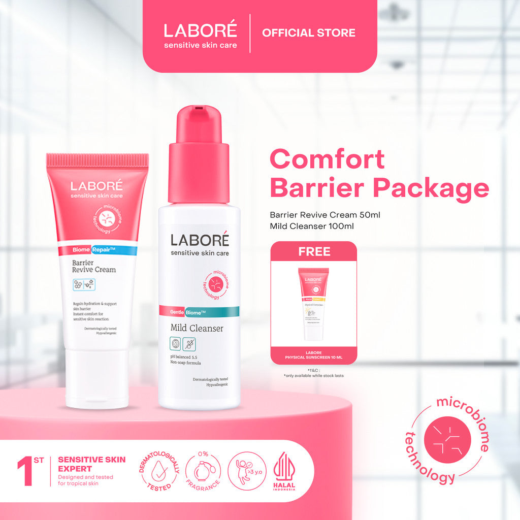 [B2G3] Labore Comfort Barrier Package (Barrier Revive Cream 50ml, Mild Cleanser 100ml) - Paket Pelembab dan Pembersih Wajah untuk Kulit Sensitif
