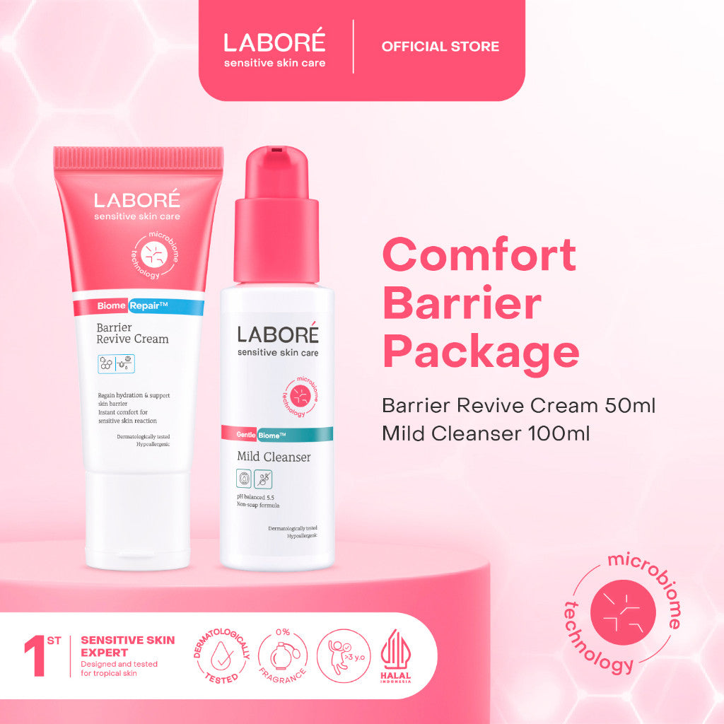 [B2G3] Labore Comfort Barrier Package (Barrier Revive Cream 50ml, Mild Cleanser 100ml) - Paket Pelembab dan Pembersih Wajah untuk Kulit Sensitif