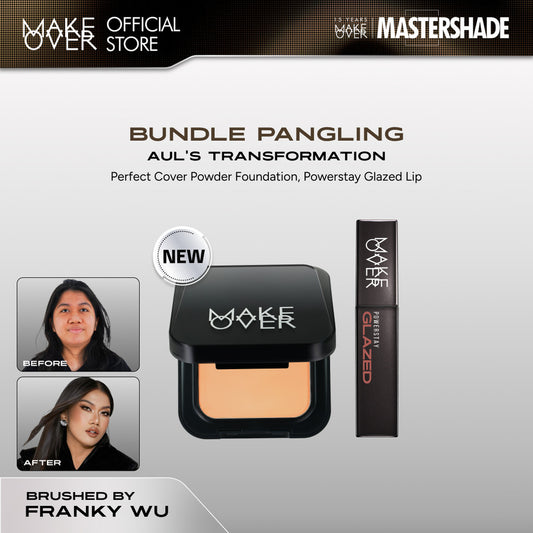 [SPECIAL 11.11] MAKE OVER Pangling Bundle - Tutorial Hidup Aul - Cover and Iconic Bundle: NEW! Perfect Cover Powder Foundation FULL SIZE + Powerstay Glazed Lock Lip Pigment - Paket Lengkap Lip Glazed dengan TWC Two Way Cake Bedak Padat