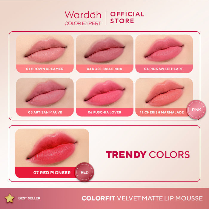 KOREAN BLUR LIPS ANTI CRACK WARDAH Colorfit Velvet Matte Lip Mousse Lip Cream Tahan Lama 24 Jam Tidak Lengket Tekstur Creamy Liptint Lip Stain Lipgloss Lip Tint Lipstik Lipcream Longlasting Waterproof Dry Lips Smooth Library