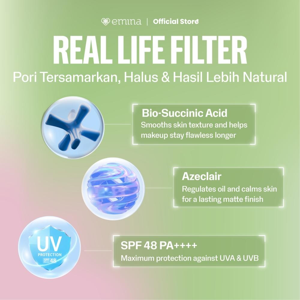 [SPECIAL 11.11] NEW! Emina Glow & Matte 3in1 Skincare Cushion SPF 50 PA++++ 13 G | Flawless Lightweight Make Up Foundation Glowing Skin Transferproof Full High Coverage Bedak Waterproof Sweatproof Dewy Moisturizer Hydrating Barrier Non-Comedogenic BB Crea